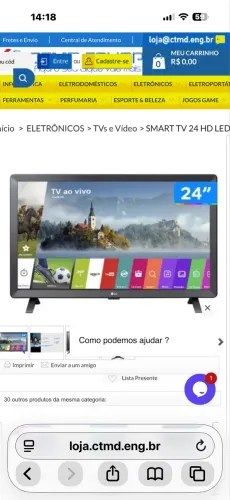 Smart TV LG LED Monitor 24? WEBOS