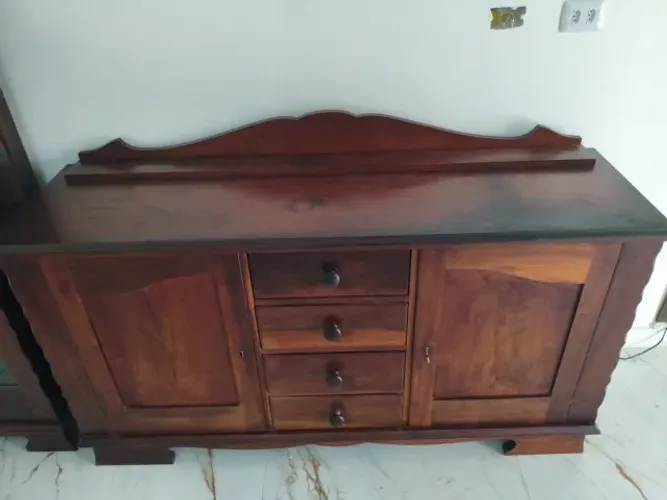 Conjunto de Jantar CIMO Antigo Completo 1950 - Mesa, 6 Cadeiras, Cristaleira e Balcão