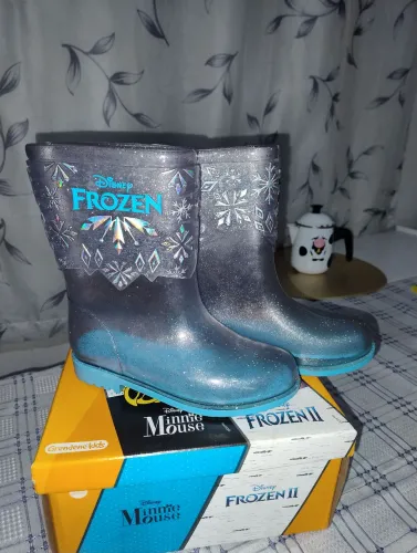 Galocha Infantil Disney Frozen II - Transparente com Glitter