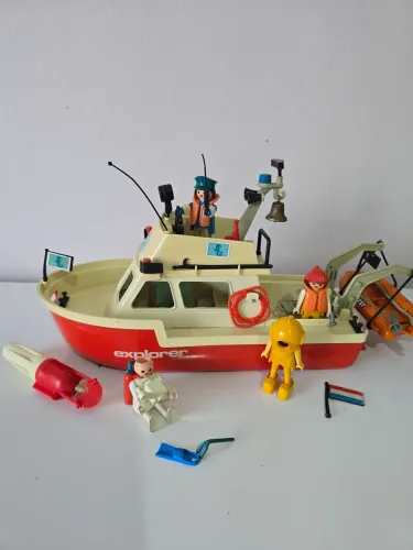 Barco de Pesquisa Explorer Playmobil Trol Anos 80 Brinquedo Antigo e Raro