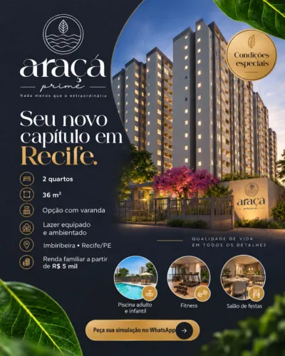 Apartamento 2 Quartos na Imbiribeira | Araçá Prime | 36m² + Lazer