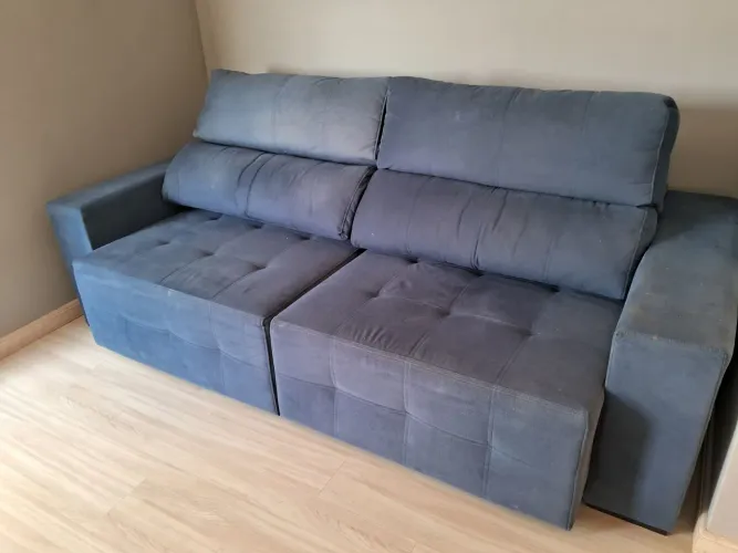 SOFÁ RETRÁTIL SUEDE AZUL MARINHO