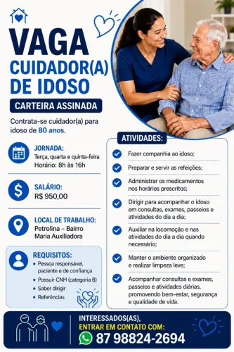 Procuro funcionária/cuidadora de idoso