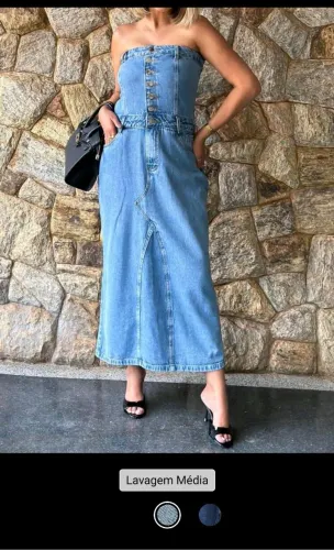 Vendo vestido jeans longo na etiqueta Tam 40/42