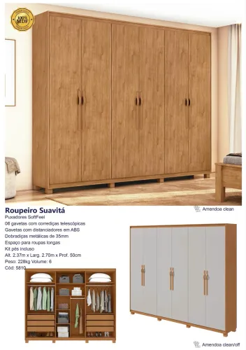 Guarda Roupa Casal MDF 2,70m