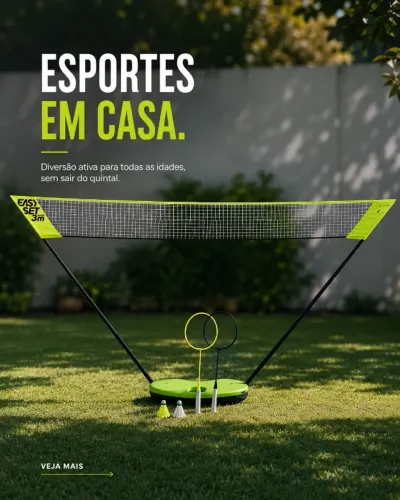 Kit Badminton Easy Set 3m com Rede, Raquetes e Petecas - Usado