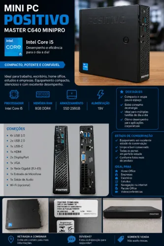 Mini PC Positivo Master C640 MiniPro Intel Core i5 8GB SSD 256GB Windows 11 Pro