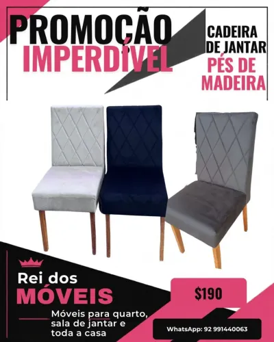 Cadeira para mesa de jantar com pés de madeira