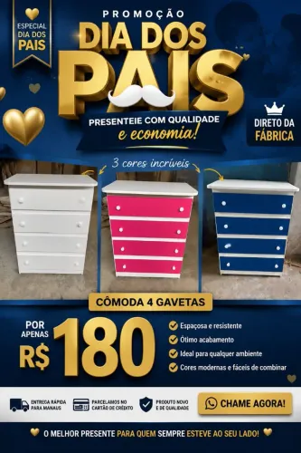 Cômoda 4 gavetas direto da fábrica 180$