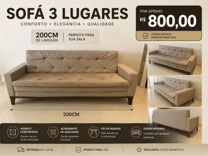 Sofa 3 Lugares 2mt