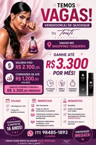 Vagas no shopping Itaquera