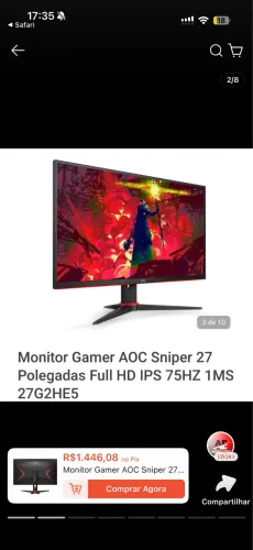MONITOR AOC 27 SNIPER 75hz 1MS