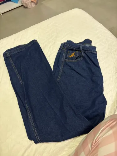 Calça masculina jeans escura, tamanho 44