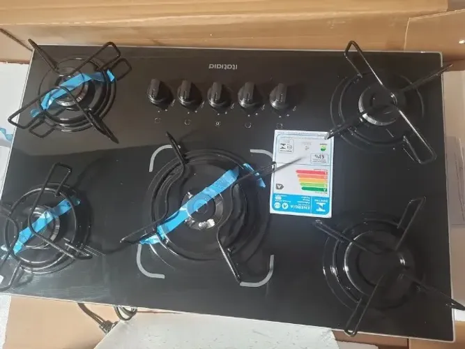 Cooktop Itatiaia Essencial 5 Bocas, Mesa de Vidro Preto, Bivolt