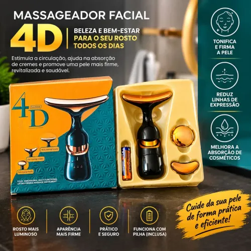 Massageador Facial 4D Elétrico com Acessórios