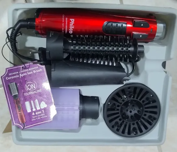 Escova rotativa cerâmica spin íon brush 4 em 1 