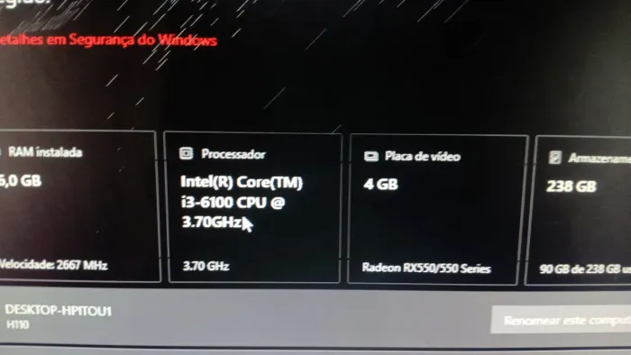 PC GAMER RX 550 I5 6° GERAÇAO 16GB DE RAM