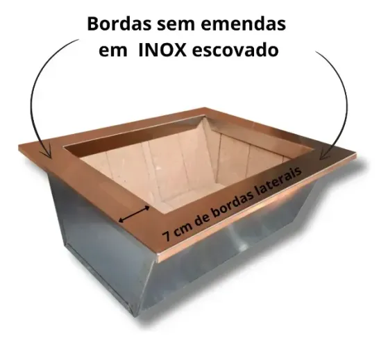 Braseiro De Embutir Inox P/ Churrasqueira Carvao 50x40cm