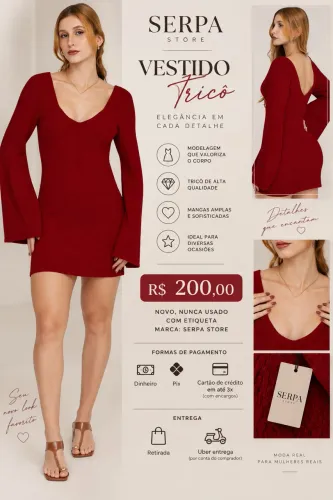 VESTIDO VERMELHO SERPA STORE - NOVO E COM ETIQUETA!