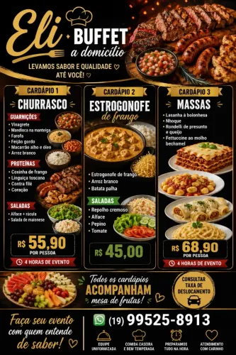 Buffet a domicílio.