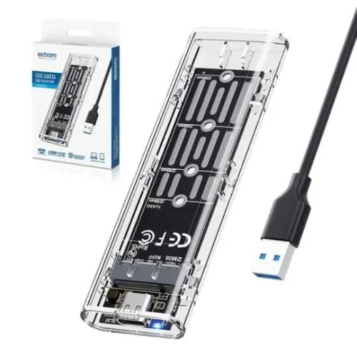 Case SSD M2 NGFF, NVME USB-C Transparente - Gtech
