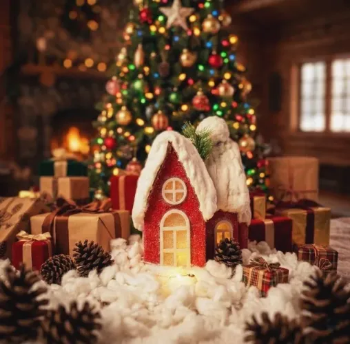 Casinha Artesanal de Natal do Papai Noel