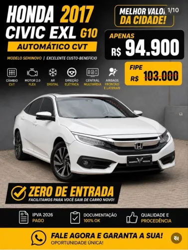 Honda Civic Sedan EXL 2.0 Flex 16V Aut.4p 2017