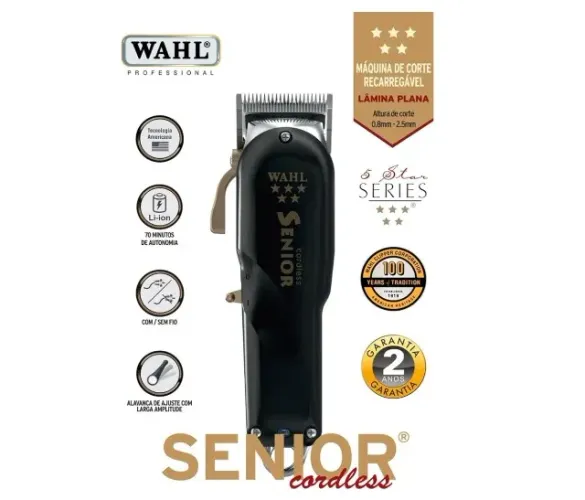 Máquina Wahl Senior Cordless Profissional 5 Star Bivolt Preto 127/220v