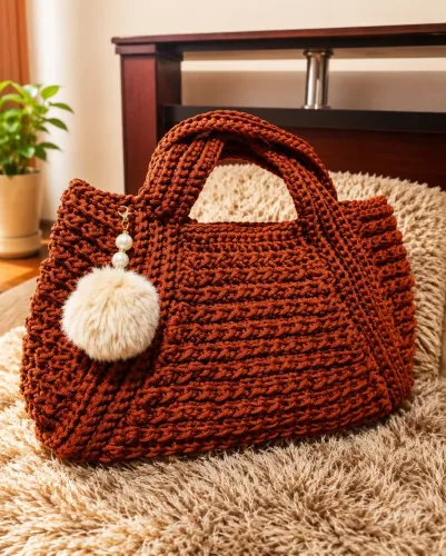 Bolsa de crochê em fio 100% poliéster Moda Chique