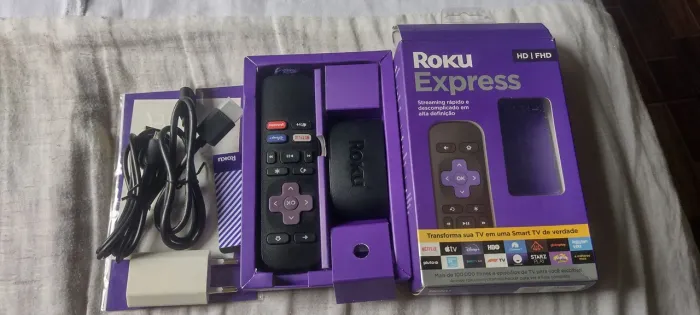 Tv box Roku express novo completo
