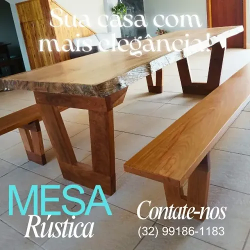 Mesa de Jantar em Madeira Maciça Rústica Exclusiva - Peça Única