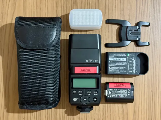 Flash Godox V350f (fujifilm) Completo + bateria Original Extra