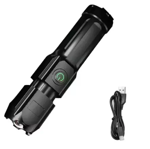 Lanterna Tática 36W Recarregável Potente Para Acampamento Zoom