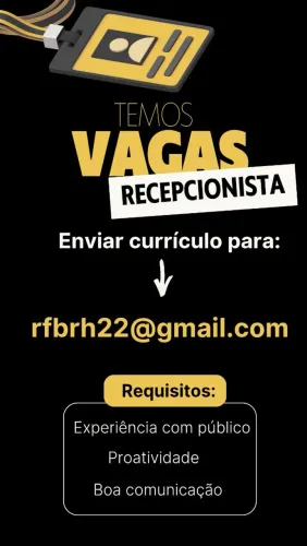 VAGA DE RECEPCIONISTA
