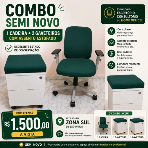? COMBO DE ESCRITÓRIO - SEMI NOVO ?