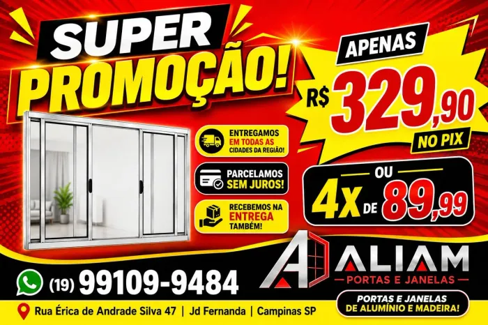 Janelas alumínio completas com garantia!