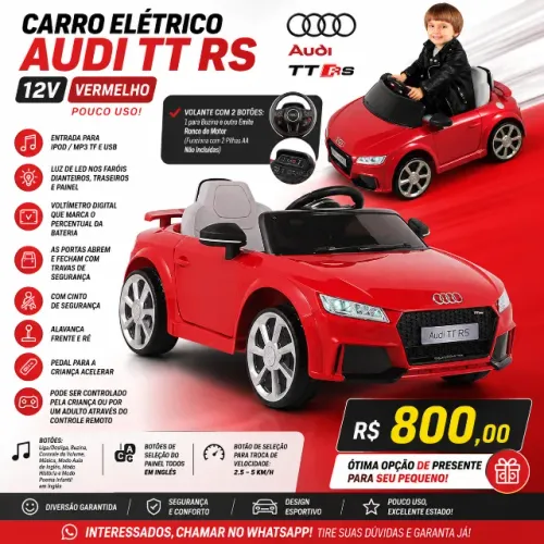 Carro Elétrico AUDI TT RS - 12 VOLTS