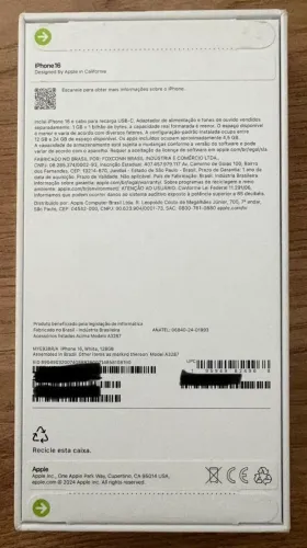 iPhone 16 128 Branco Anatel Lacrado.