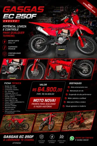 GASGAS EC 250F 2024/2025 | Apenas 1400 km | Moto Zero | R$ 64.900