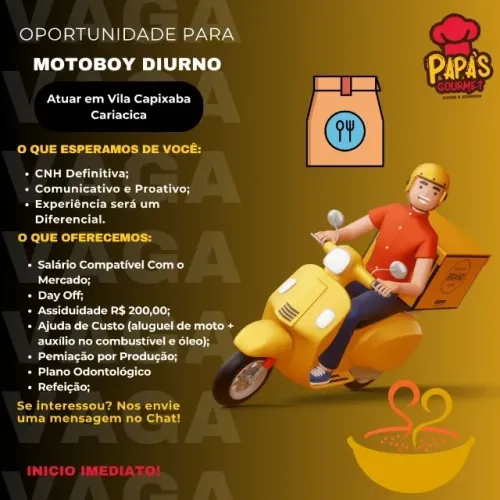 OPORTUNIDADE DE EMPREGO PARA MATOBOY DIURNO!