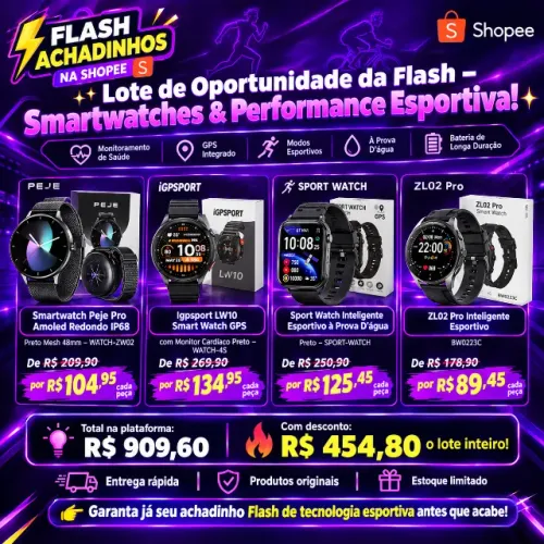 Lote de Oportunidade da Flash - Smartwatches & Performance Esportiva
