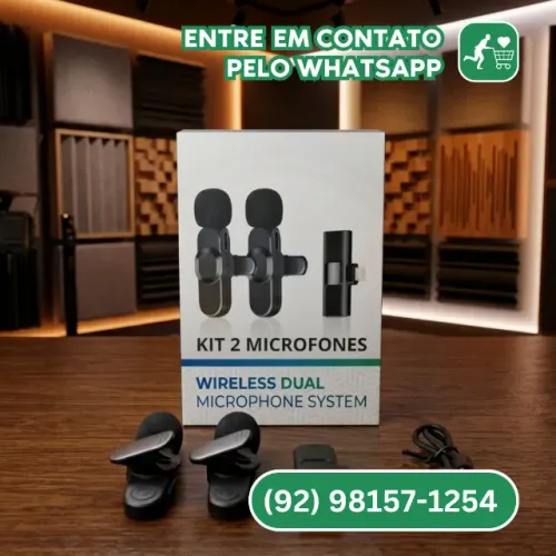 Microfone de Lapela Sem Fio Recarregável para Celular