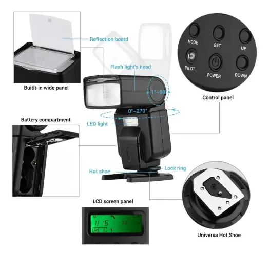 Flash Andoer Universal Speedlite Gn40 Ajustável Led Fill