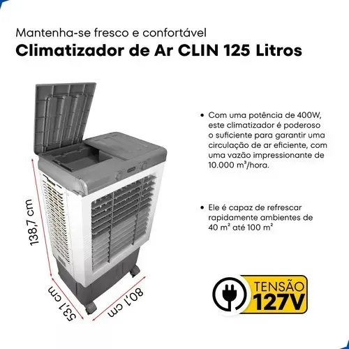 Climatizador de Ar Clin 125L Pro Ventisol 127V 400W