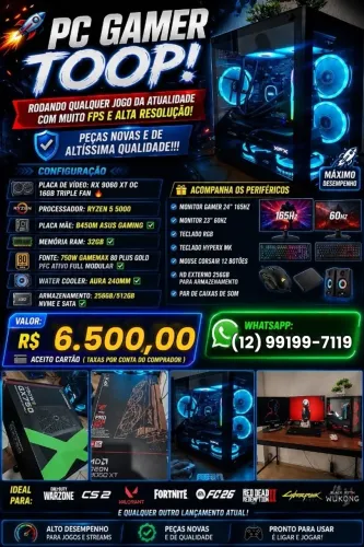 PC GAMER TOP - RODA QUALQUER JOGO ATUAL COM MUITO FPS E ALTA RESOLUÇÃO!