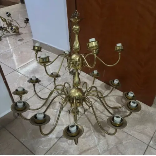 Lustre Dourado 18 Braços - Latão