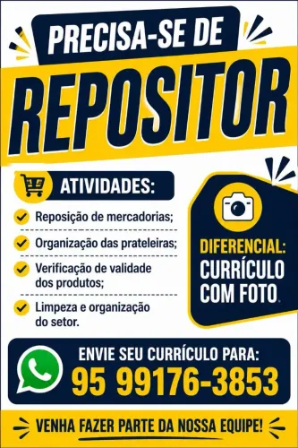 Contrata se Repositor para trabalhar em mercado