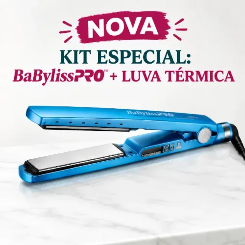 Kit Chapinha Profissional BabylissPRO Nano Titanium Original By Roger 220V + Luva térmica