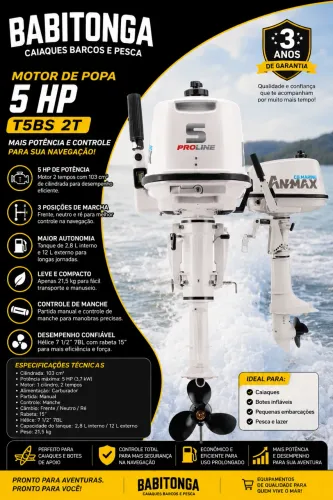 Motor popa Anmax 5 Hp 3 anos de garantia 