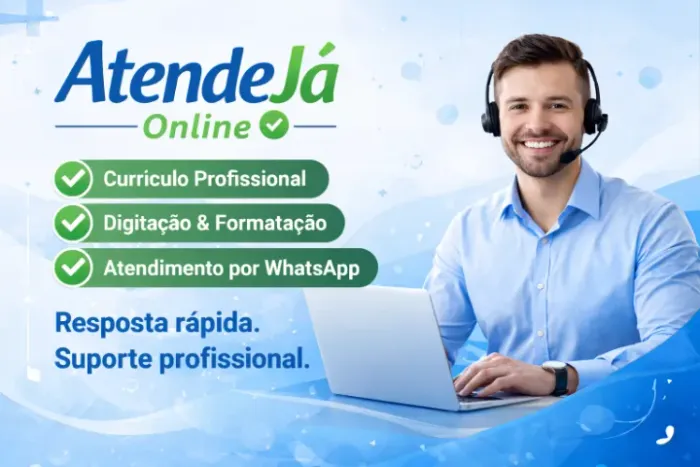 Atendimento por WhatsApp, currículo e digitação online